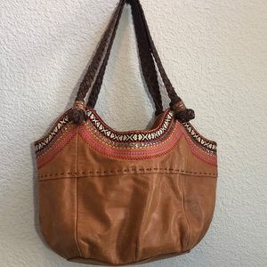 The Sak embroidered brown pebble leather  purse